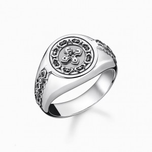 Thomas Sabo Ring Cross Black Stones Prstene Damske Strieborne | SK-45AQSWXET
