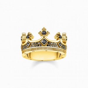 Thomas Sabo Ring Crown Gold Prstene Damske Žlté Zlate Strieborne | SK-93EUGXCWZ