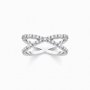 Thomas Sabo Ring Dots With White Stones Silver Prstene Damske Strieborne | SK-74GFRCJUW