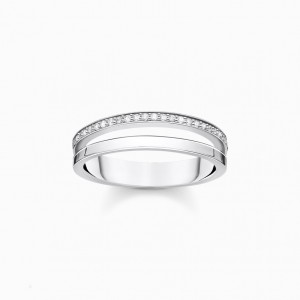 Thomas Sabo Ring Double White Stones Silver Prstene Damske Strieborne | SK-48XSGTUJN