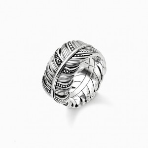 Thomas Sabo Ring Feather Pavé Prstene Damske Strieborne | SK-20GEZSCKX