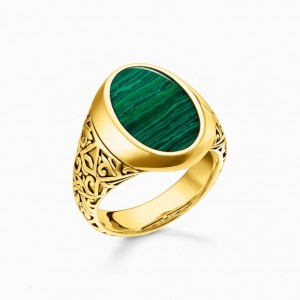 Thomas Sabo Ring Green-Gold Prstene Panske Žlté Zlate Strieborne | SK-80RFCJLXK