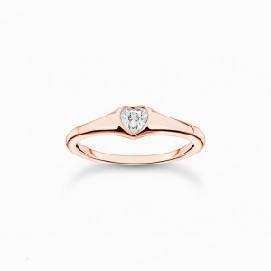 Thomas Sabo Ring Heart Rose Gold Prstene Damske Ruzove Zlate Strieborne | SK-21QZTDYLR