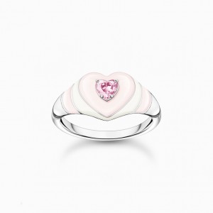 Thomas Sabo Ring Heart With Pink Stones Silver Prstene Damske Strieborne | SK-69UEBDAYP
