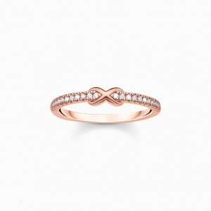 Thomas Sabo Ring Infinity With White Stones Rose Gold Prstene Damske Ruzove Zlate Strieborne | SK-51WXQCEIZ