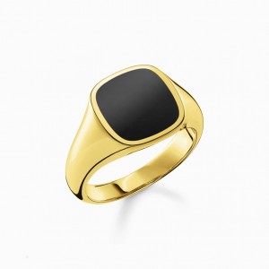 Thomas Sabo Ring Klasické Black-Gold Prstene Panske Žlté Zlate Strieborne | SK-56NAQYSOT