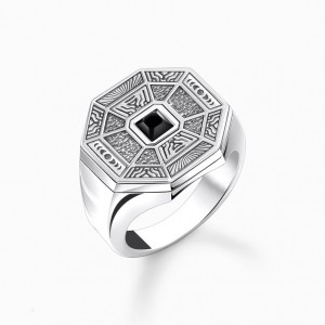 Thomas Sabo Ring Lucky Charm With Black Onyx Silver Prstene Panske Strieborne | SK-84KRBLWPX