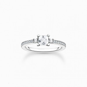 Thomas Sabo Ring Pavé White Stone Silver Prstene Damske Strieborne | SK-47FOCHTEX