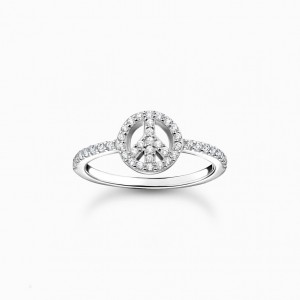Thomas Sabo Ring Peace With White Stones Silver Prstene Damske Strieborne | SK-64VOBRTUK