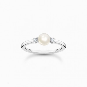 Thomas Sabo Ring Pearl With White Stones Silver Prstene Damske Strieborne | SK-76DVKIONJ