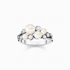Thomas Sabo Ring Pearls With White Stones Silver Prstene Damske Strieborne | SK-75OZLAKVB
