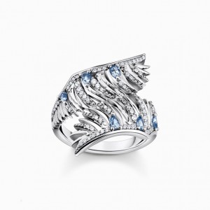 Thomas Sabo Ring Phoenix Wing With Blue Stones Silver Prstene Damske Strieborne | SK-54UOKZLXN