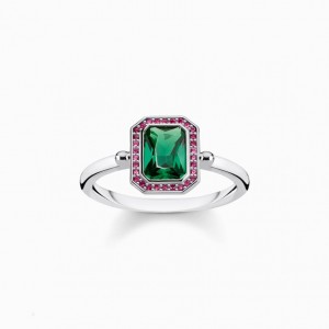 Thomas Sabo Ring Red And Green Stones, Silver Prstene Damske Strieborne | SK-35BEDPLSN