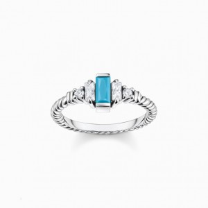 Thomas Sabo Ring Rope With Turquoise And White Stones Gold Plated Prstene Damske Strieborne | SK-75VKCSJDR