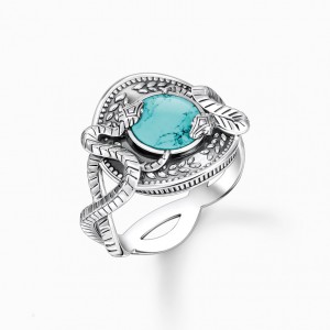 Thomas Sabo Ring Snake With Simulated Turquoise Silver Prstene Damske Strieborne | SK-75NMXGELH