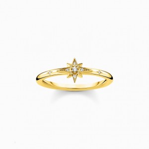 Thomas Sabo Ring Star Stones Gold Prstene Damske Žlté Zlate Strieborne | SK-17NEROAPG