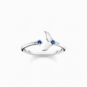 Thomas Sabo Ring Tail Fin With Blue Stones Prstene Damske Strieborne | SK-51BQNIRJF