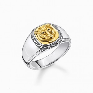 Thomas Sabo Ring Tiger Gold Prstene Panske Žlté Zlate Strieborne | SK-30MLWFVGP