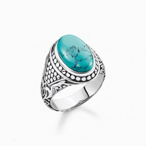Thomas Sabo Ring Turquoise Prstene Panske Strieborne | SK-51XRTPZDV