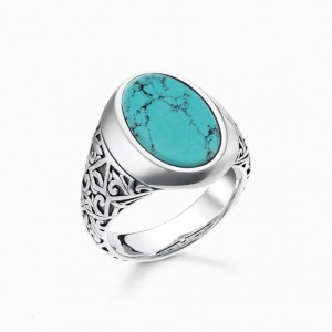 Thomas Sabo Ring Turquoise Prstene Panske Strieborne | SK-16RFSJXWE