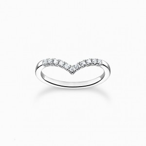 Thomas Sabo Ring V-Shape With White Stones Silver Prstene Damske Strieborne | SK-40VNOSRAY