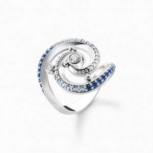 Thomas Sabo Ring Wave With Blue Stones Prstene Damske Strieborne | SK-12RAOLFQJ