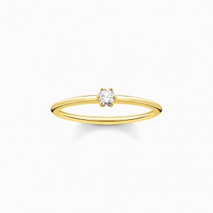 Thomas Sabo Ring White Stone Gold Prstene Damske Žlté Zlate Strieborne | SK-96OSRHBDW