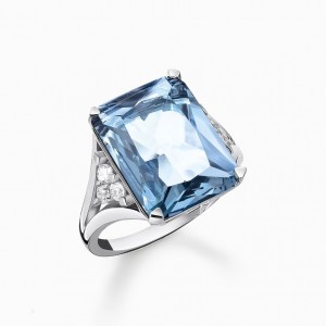 Thomas Sabo Ring With Aquamarine-Coloured And White Stones Silver Prstene Damske Strieborne | SK-05PTGRKDH
