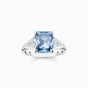 Thomas Sabo Ring With Aquamarine-Coloured And White Stones Silver Prstene Damske Strieborne | SK-95ZXMLHYN