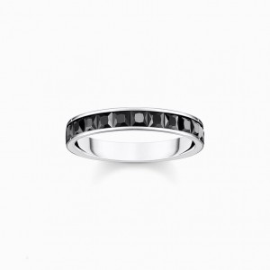 Thomas Sabo Ring With Black Stones Pavé Silver Prstene Damske Strieborne | SK-75OUVRLTM
