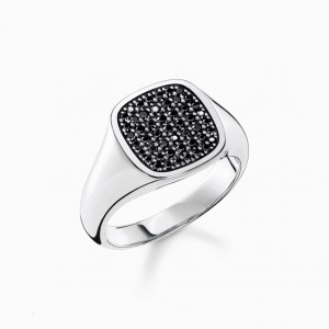 Thomas Sabo Ring With Black Stones Silver Prstene Panske Strieborne | SK-79PGULSIX