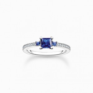 Thomas Sabo Ring With Blue And White Stones Silver Prstene Damske Strieborne | SK-56CFXRJLZ