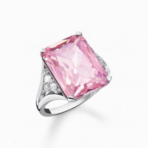 Thomas Sabo Ring With Pink And White Stones Silver Prstene Damske Strieborne | SK-37BMHCOPE