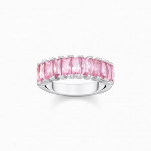 Thomas Sabo Ring With Pink Stones Pavé Silver Prstene Damske Strieborne | SK-16WPHGVLK