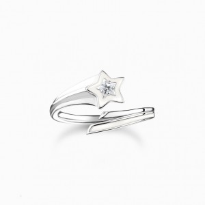 Thomas Sabo Ring With White Stones And White Cold Enamel Silver Prstene Damske Strieborne | SK-92QZGEWSB