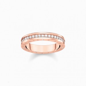 Thomas Sabo Ring With White Stones Pavé Rose Gold Plated Prstene Damske Ruzove Zlate Strieborne | SK-04AESNGFB