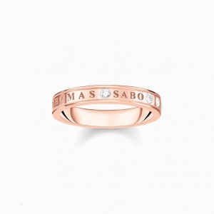 Thomas Sabo Ring With White Stones Rose Gold Plated Prstene Damske Ruzove Zlate Strieborne | SK-09XWTFMKV