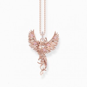 Thomas Sabo Rose-Gold Plated Necklace With Phoenix Pendant And Various Stones Nahrdelnik Damske Ruzove Zlate Strieborne | SK-30CPQNOEM