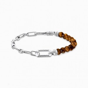Thomas Sabo Silver Blackened Bracelet With Brown Beads Naramok Panske Strieborne | SK-18WLCYOZF