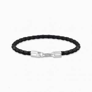 Thomas Sabo Silver Bracelet With Braided, Black Kozene Naramok Damske Strieborne | SK-28AGUNKLO