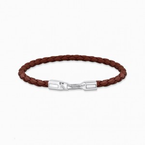 Thomas Sabo Silver Bracelet With Braided, Brown Kozene Naramok Panske Strieborne | SK-30OEVSLQA
