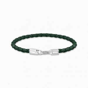 Thomas Sabo Silver Bracelet With Braided, Green Kozene Naramok Damske Strieborne | SK-23FRNMXWT