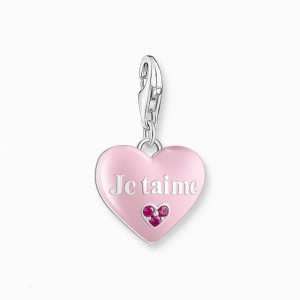Thomas Sabo Silver Charm Pendant With Pink Heart Prívesky Damske Strieborne | SK-58BJQSWLU