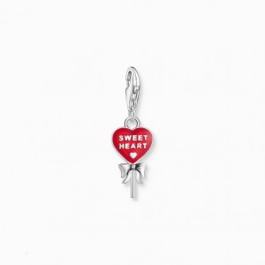 Thomas Sabo Silver Charm Pendant With Red Lollipop-Heart Prívesky Damske Strieborne | SK-27UBXLAFD