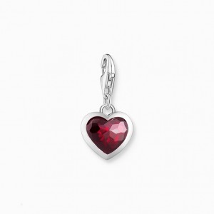 Thomas Sabo Silver Charm Pendant With Red Stone In Heart-Shape Prívesky Damske Strieborne | SK-52ZOICMHF