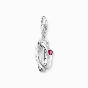 Thomas Sabo Silver Charm Pendant With Two Linked Rings And A Red Stone Prívesky Damske Strieborne | SK-79SECVXZP