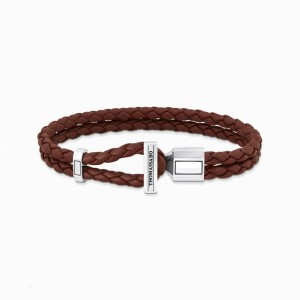 Thomas Sabo Silver Double Bracelet With Braided, Brown Kozene Naramok Damske Strieborne | SK-91QTLIMHS