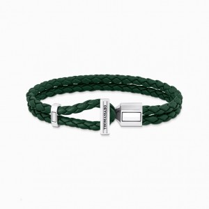 Thomas Sabo Silver Double Bracelet With Braided, Green Kozene Naramok Damske Strieborne | SK-47VWIPJMR