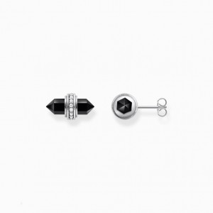 Thomas Sabo Silver Ear Studs With Hexagonal Onyx Puzetove Nausnice Damske Strieborne | SK-32TEPHAWY