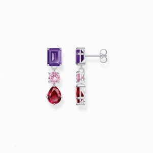 Thomas Sabo Silver Earrings With Red, Pink And Violet Stones In Various Cuts Nausnice Damske Strieborne | SK-37XQHTNYG